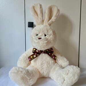 American Greetings Beige Bunny Rabbit Plush NIBBLES Polka Dot Bow 14" Animal Toy